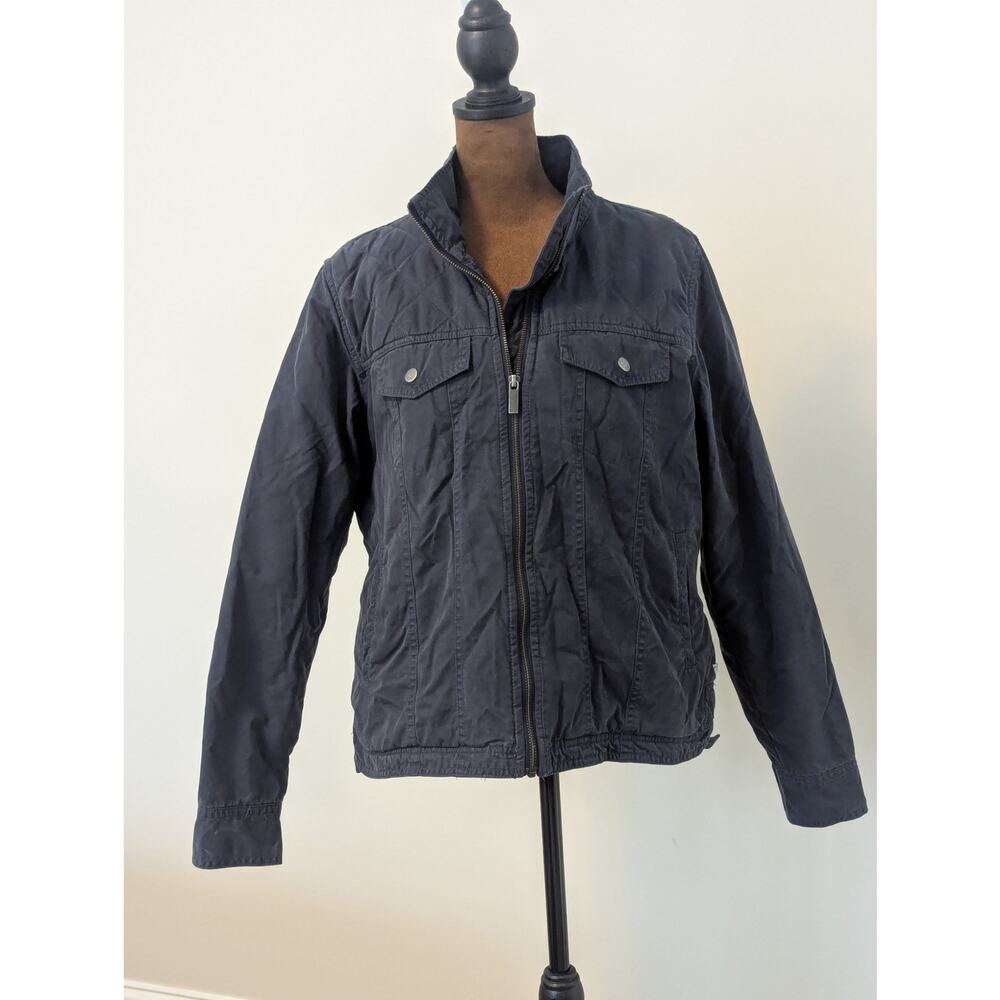 Toad & Co Kenai Quilted Chore Utility Jacket Navy Canvas Shell Wool Lining Sz L - Picture 2 of 10